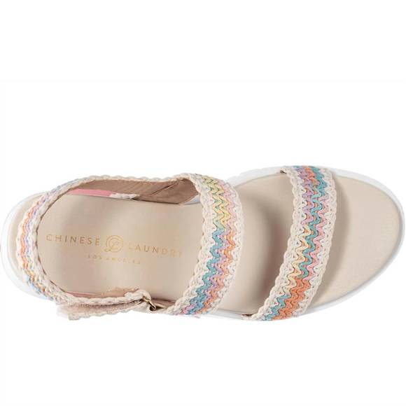 NEW CHINESE LAUNDRY women's egan crochet sandals in pink multi - Picture 2 of 5